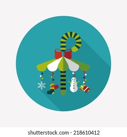 Decorative candy cane flat icon with long shadow eps10