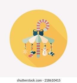 Decorative candy cane flat icon with long shadow eps10