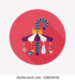 Decorative candy cane flat icon with long shadow eps10