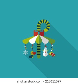 Decorative candy cane flat icon with long shadow eps10