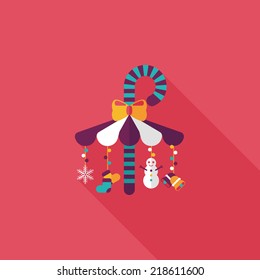 Decorative candy cane flat icon with long shadow eps10