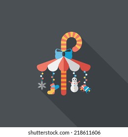 Decorative candy cane flat icon with long shadow eps10