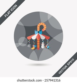 Decorative candy cane flat icon with long shadow eps10