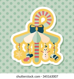 Decorative candy cane flat icon with long shadow eps10