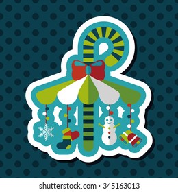 Decorative candy cane flat icon with long shadow eps10