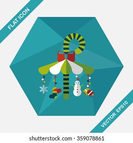 Decorative candy cane flat icon with long shadow eps10