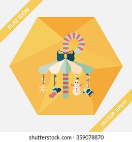 Decorative candy cane flat icon with long shadow eps10
