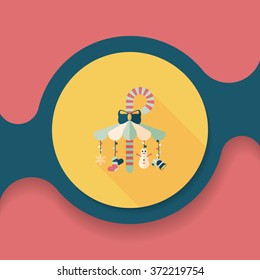 Decorative candy cane flat icon with long shadow eps10