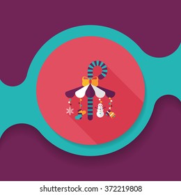 Decorative candy cane flat icon with long shadow eps10