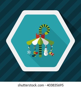 Decorative candy cane flat icon with long shadow eps10