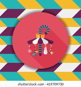 Decorative candy cane flat icon with long shadow eps10