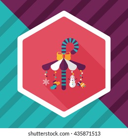 Decorative candy cane flat icon with long shadow eps10