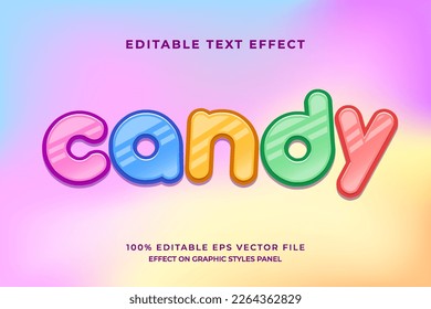 diseño vectorial de efecto de texto modificable de caramelo decorativo