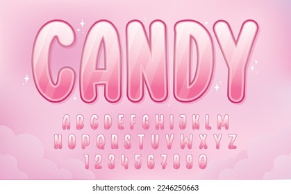decorative candy font and alphabet vector design