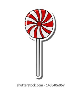 Decorative candy lollipop.Isolated object of colorful treats on a white background. Vector illustration  Cartoon style. Pattern for decor of  poster, icon, sticker,postcard, textiles.
