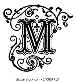 Decorative Capital Letter M Vintage Line Stock Vector (Royalty Free ...