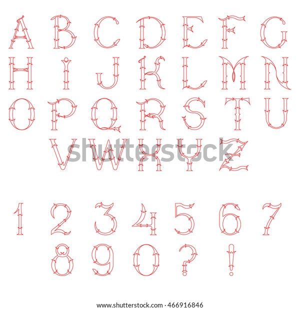 Decorative Capital Letters Floral Vector Font Stock Vector (Royalty ...