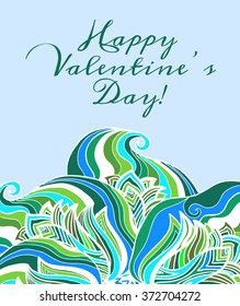 Decorative card with abstract ornament. Valentine's day card. Vector illustration.