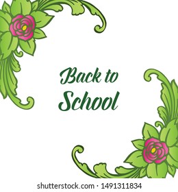 Decorative of card back to school with cute rose wreath frame. Vector