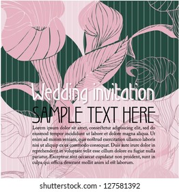 Decorative card with calla flower for your  greeting card or invitation design. Wedding pattern. Vector illustration