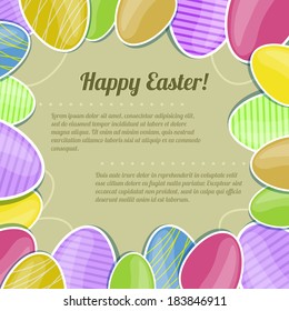 Decorative card with colorful Easter eggs, eps10