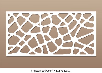 Decorative card for cutting. Abstract geometric linear
pattern. Laser cut. Ratio 1:2. Vector illustration.