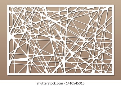 Decorative card for cutting. Abstract linear pattern. Laser cut panel. Ratio 2:3. Vector illustration.