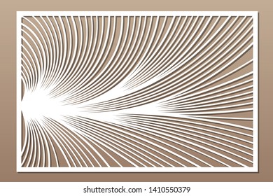 Decorative card for cutting. Abstract linear pattern. Laser cut panel. Ratio 2:3. Vector illustration.