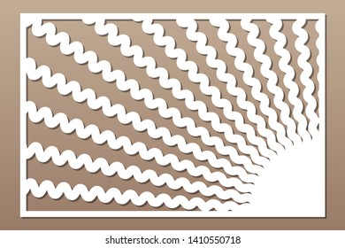 Decorative card for cutting. Abstract linear pattern. Laser cut panel. Ratio 2:3. Vector illustration.