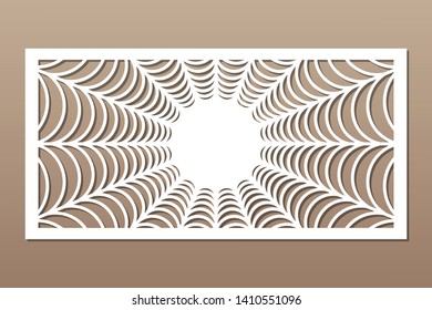 Decorative card for cutting. Abstract linear pattern. Laser cut halloween panel. Ratio 1:2. Vector illustration.
