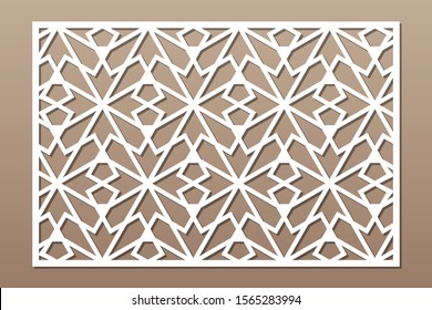 Decorative card for cutting. Arab geometric mosaic pattern. Laser cut. Ratio 2:3. Vector illustration.