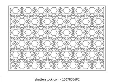 Decorative card for cutting. Arabic geometric mosaic pattern. Laser cut. Ratio 3:2. Vector illustration.