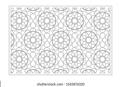 Decorative card for cutting. Arabic pattern geometric mosaic pattern. Laser cut. Ratio 3:2. Vector illustration.