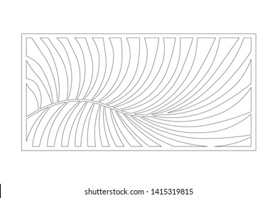 Decorative card for cutting. Fern palm pattern. Laser cut panel. Ratio 1:2. Vector illustration.