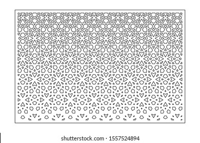 Decorative card for cutting. Geometric arabic mosaic pattern. Laser cut. Ratio 2:3. Vector illustration.