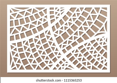 Decorative card for cutting. Geometric ethnic pattern. Laser cut panel. Ratio 2:3. Vector illustration.
