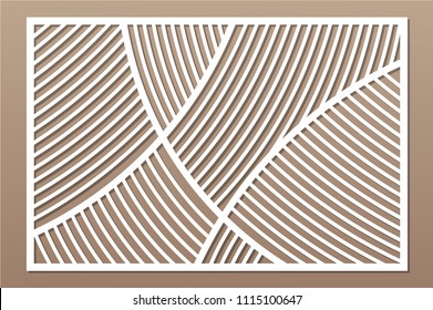 Decorative card for cutting. Geometric linear pattern. Laser cut panel. Ratio 2:3. Vector illustration.
