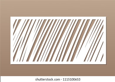 Decorative card for cutting. Geometric linear pattern. Laser cut panel. Ratio 1:2. Vector illustration.