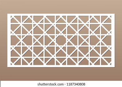 Decorative card for cutting. Geometric linearpattern. Laser cut. Ratio 1:2. Vector illustration.