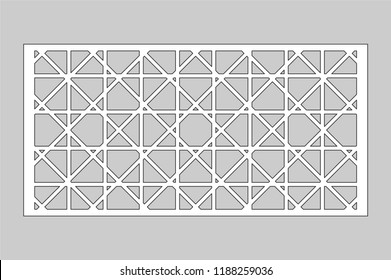 Decorative card for cutting. Geometric linear pattern. Laser cut. Ratio 1:2. Vector illustration.