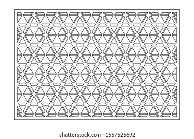 Decorative card for cutting. Geometric linear pattern. Laser cut. Ratio 2:3. Vector illustration.