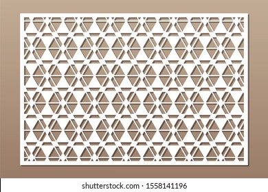 Decorative card for cutting. Geometric linear pattern. Laser cut. Ratio 2:3. Vector illustration.