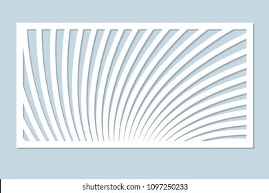 Decorative card for cutting laser or plotter. Abstract lines pattern. Laser cut. Ratio 1:2. Vector illustration.