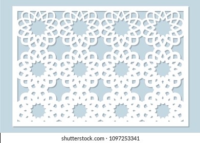 Decorative card for cutting laser or plotter. Arabic pattern. Laser cut. Ratio 2:3. Vector illustration.