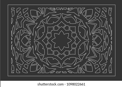 Decorative card for cutting laser or plotter. Mandala pattern. Laser cut. Ratio 2:3. Vector illustration.