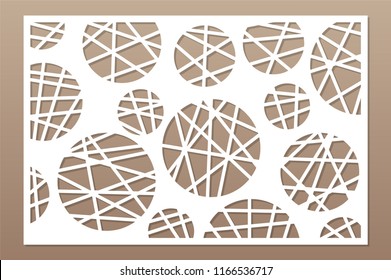 Decorative card for cutting laser or plotter. geometric art circle pattern panel. Laser cut. Ratio 2:3. Vector illustration.