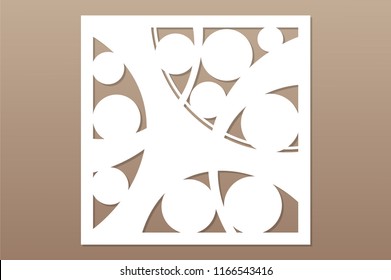 Decorative card for cutting laser or plotter. Pattern line and circle panel. Laser cut. Ratio 1:1. Vector illustration.
