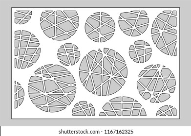 Decorative card for cutting laser or plotter. geometric art circle pattern panel. Laser cut. Ratio 2:3. Vector illustration.