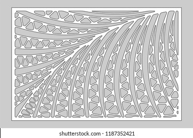 Decorative card for cutting. Leaves foliage palms fern
 pattern. Laser cut. Ratio 2:3. Vector illustration.