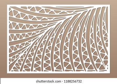 Decorative card for cutting. Leaves foliage palms fern
 pattern. Laser cut. Ratio 2:3. Vector illustration.